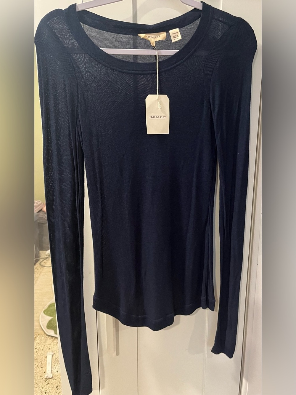 NWOT*Inhabit*Indigo Long-Sleeve Scoop Neck Sweater Top*Size SM